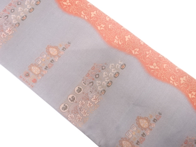 JAPANESE FUKURO OBI / WOVEN FLOWER & BIRD